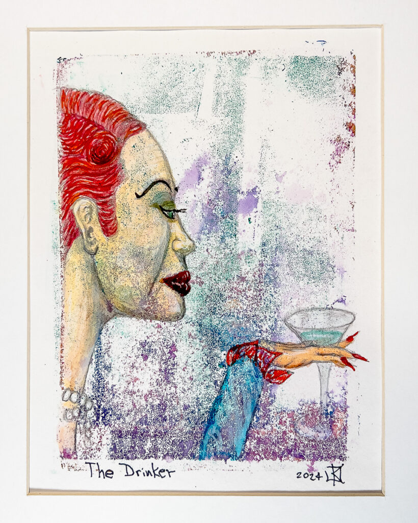 Kevin_Dowler_The_Drinker_water_colour_on_monoprint__130