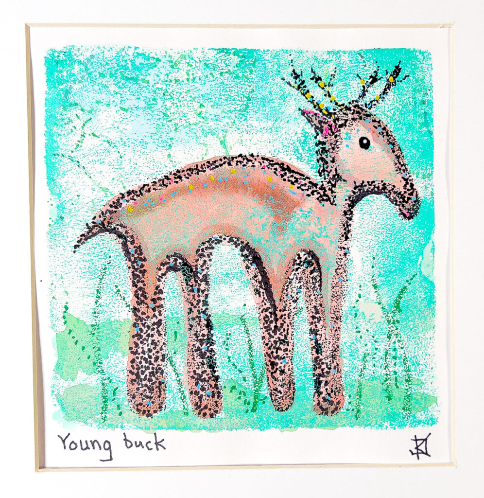 Kevin_Dowler_Young_Buck_water_colour_on_monoprint__90