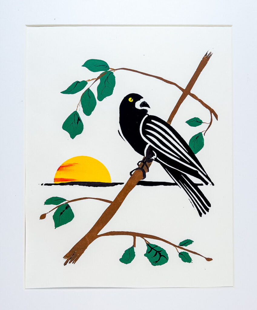 Kevin_Dowler__Sunset_with_a_Brewers_Blackbird___silkscreen__90